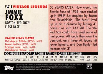 2010 Topps - Vintage Legends Collection #VLC15 Jimmie Foxx Back