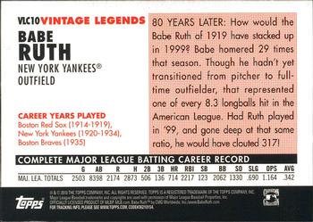 2010 Topps - Vintage Legends Collection #VLC10 Babe Ruth Back