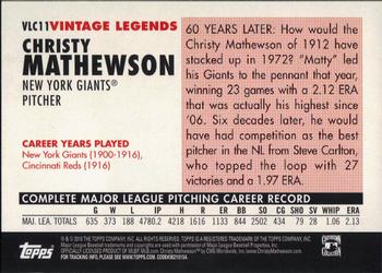 2010 Topps - Vintage Legends Collection #VLC11 Christy Mathewson Back