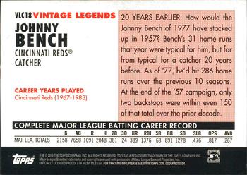 2010 Topps - Vintage Legends Collection #VLC18 Johnny Bench Back