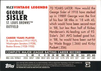 2010 Topps - Vintage Legends Collection #VLC5 George Sisler Back