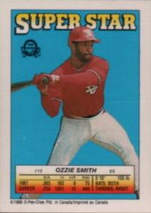1988 O-Pee-Chee Stickers - Super Star Backs #12 Ozzie Smith Front