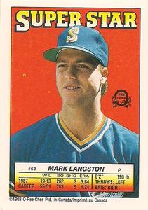 1988 O-Pee-Chee Stickers - Super Star Backs #63 Mark Langston Front