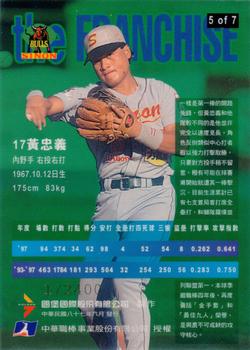 1997 CPBL Diamond Series - The Franchise #5 Chung-Yi Huang Back