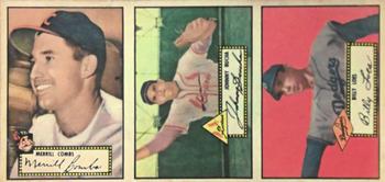 1952 Topps - Advertising Panels #NNO Merrill Combs / Johnny Bucha / Billy Loes Front