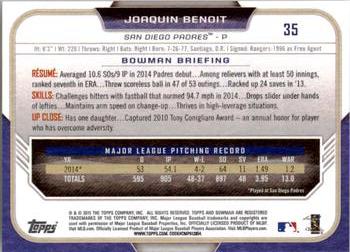 2015 Bowman #35 Joaquin Benoit Back