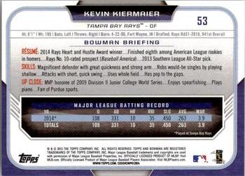 2015 Bowman #53 Kevin Kiermaier Back