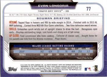 2015 Bowman #77 Evan Longoria Back