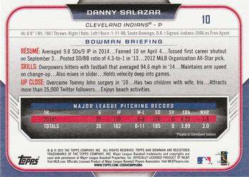 2015 Bowman #10 Danny Salazar Back