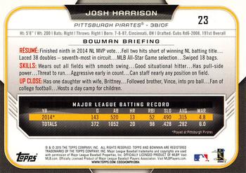 2015 Bowman #23 Josh Harrison Back