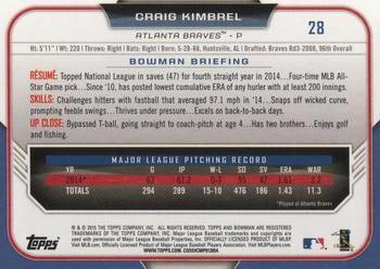 2015 Bowman #28 Craig Kimbrel Back