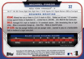 2015 Bowman #32 Michael Pineda Back