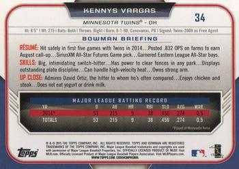 2015 Bowman #34 Kennys Vargas Back