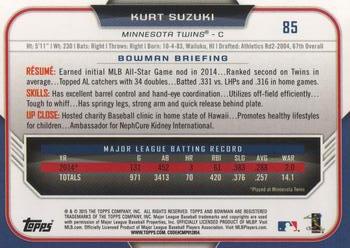 2015 Bowman #85 Kurt Suzuki Back