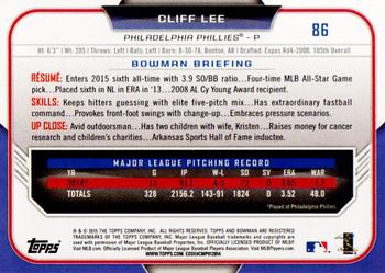 2015 Bowman #86 Cliff Lee Back
