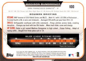 2015 Bowman #100 Madison Bumgarner Back