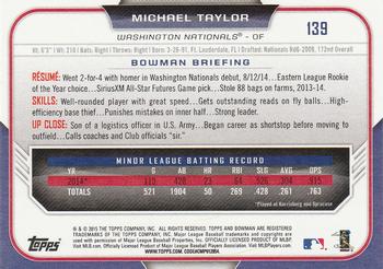 2015 Bowman #139 Michael Taylor Back