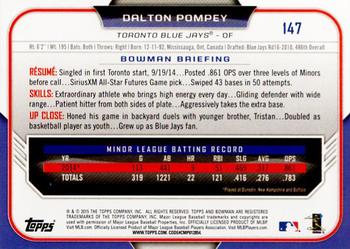 2015 Bowman #147 Dalton Pompey Back
