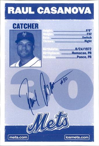2008 New York Mets Summer at Shea Photocards #4 Raul Casanova Back
