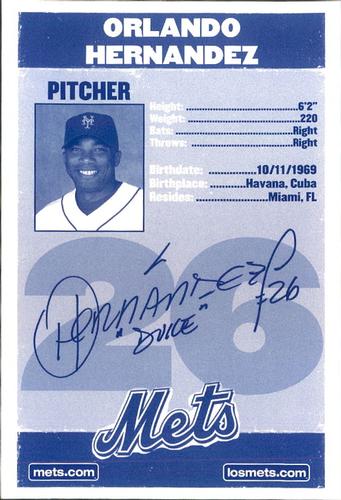 2008 New York Mets Summer at Shea Photocards #14 Orlando Hernandez Back