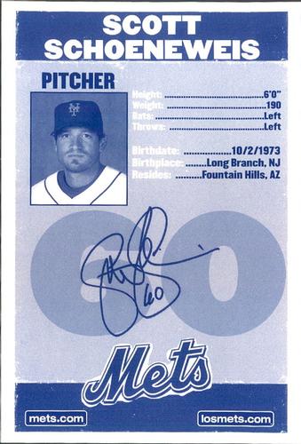2008 New York Mets Summer at Shea Photocards #24 Scott Schoeneweis Back