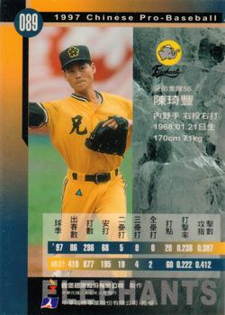 1997 CPBL C&C Series #089 Chi-Feng Chen Back