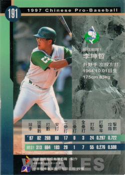 1997 CPBL C&C Series #191 Kun-Che Li Back