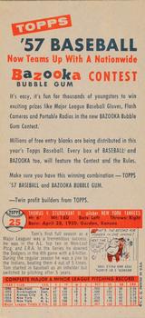 1957 Topps - Advertising Panels #NNO Hector Lopez / Johnny Logan / Billy Martin Back