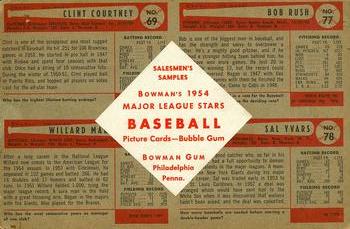 1954 Bowman - Advertising Strips #NNO Clinton Courtney / Willard Marshall / Bob Rush / Sal Yvars Back
