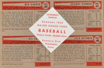 1954 Bowman - Advertising Strips #NNO Ned Garver / Gil Coan / Granny Hamner / Jack Dittmer Back