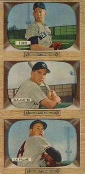 1955 Bowman - Advertising Strips #NNO Whitey Ford / Enos Slaughter / Paul LaPalme Front