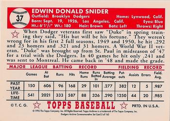 1995 Topps Archives Brooklyn Dodgers #5 Duke Snider Back