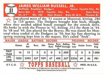1995 Topps Archives Brooklyn Dodgers #6 Jim Russell Back