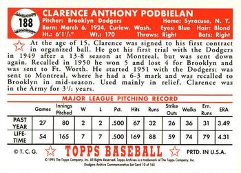 1995 Topps Archives Brooklyn Dodgers #10 Clarence Podbielan Back