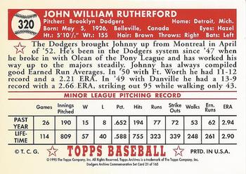 1995 Topps Archives Brooklyn Dodgers #21 John Rutherford Back