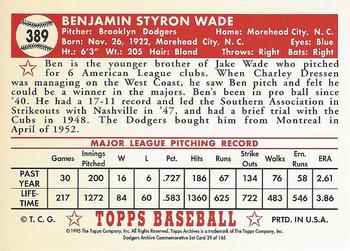 1995 Topps Archives Brooklyn Dodgers #29 Ben Wade Back