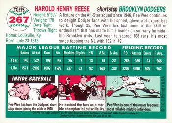 1995 Topps Archives Brooklyn Dodgers #89 Pee Wee Reese Back
