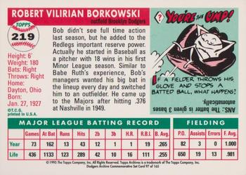 1995 Topps Archives Brooklyn Dodgers #97 Bob Borkowski Back