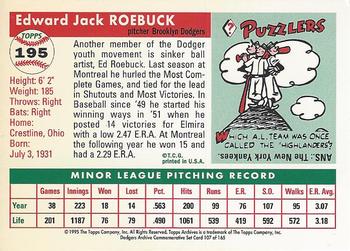 1995 Topps Archives Brooklyn Dodgers #107 Ed Roebuck Back