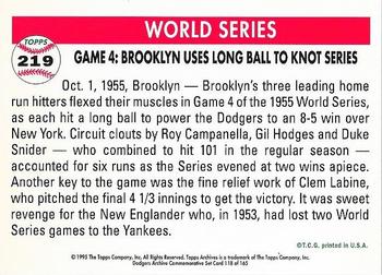1995 Topps Archives Brooklyn Dodgers #118 1955 World Series Back