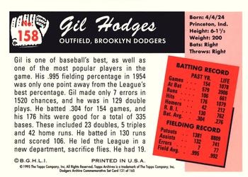 1995 Topps Archives Brooklyn Dodgers #131 Gil Hodges Back
