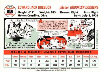 1995 Topps Archives Brooklyn Dodgers #144 Ed Roebuck Back