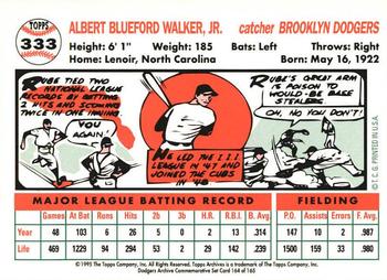 1995 Topps Archives Brooklyn Dodgers #164 Rube Walker Back