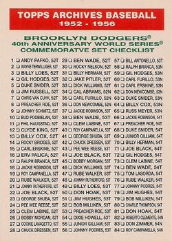 1995 Topps Archives Brooklyn Dodgers #165 Checklist Front