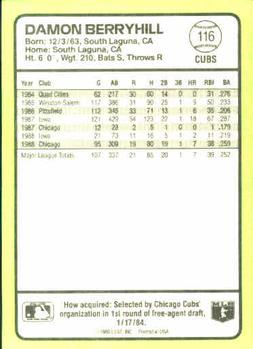 1989 Donruss Baseball's Best #116 Damon Berryhill Back