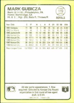 1989 Donruss Baseball's Best #119 Mark Gubicza Back