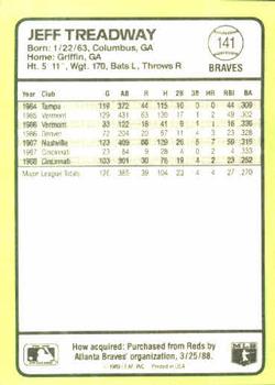 1989 Donruss Baseball's Best #141 Jeff Treadway Back