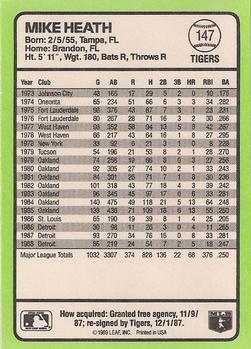 1989 Donruss Baseball's Best #147 Mike Heath Back