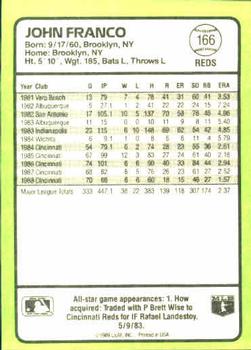 1989 Donruss Baseball's Best #166 John Franco Back