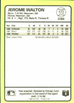 1989 Donruss Baseball's Best #172 Jerome Walton Back